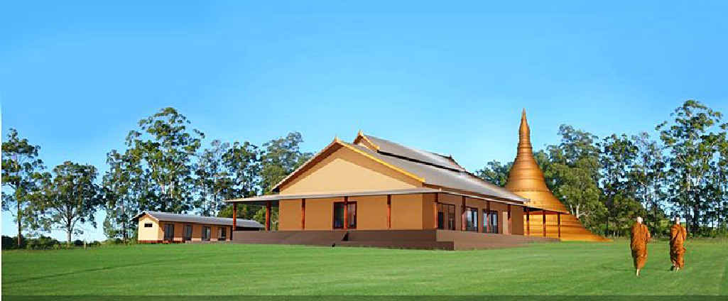 An artist’s impression of the proposed Buddhist retreat at Tullera. An artist’s impression of the proposed Buddhist retreat at Tullera.